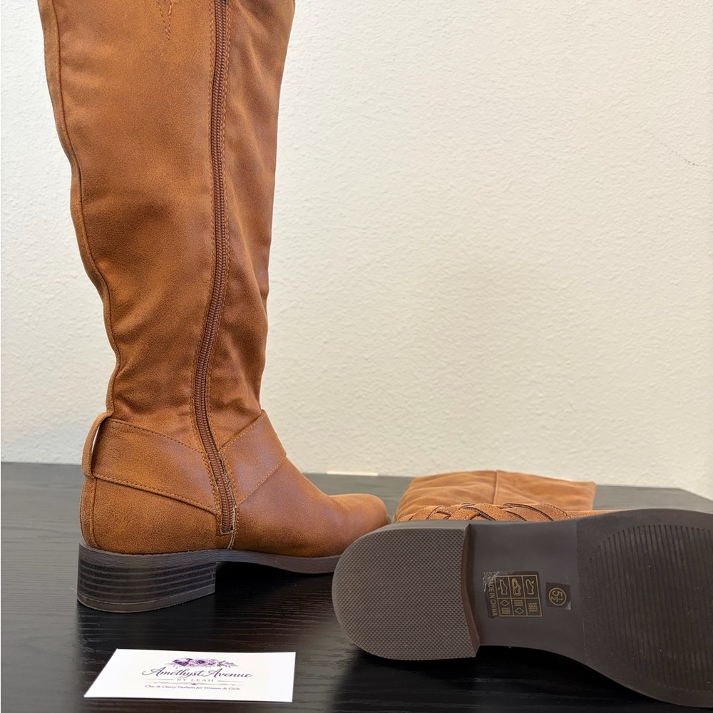 Journee Collection Brown Over the Knee Boots - Picture 2 of 4